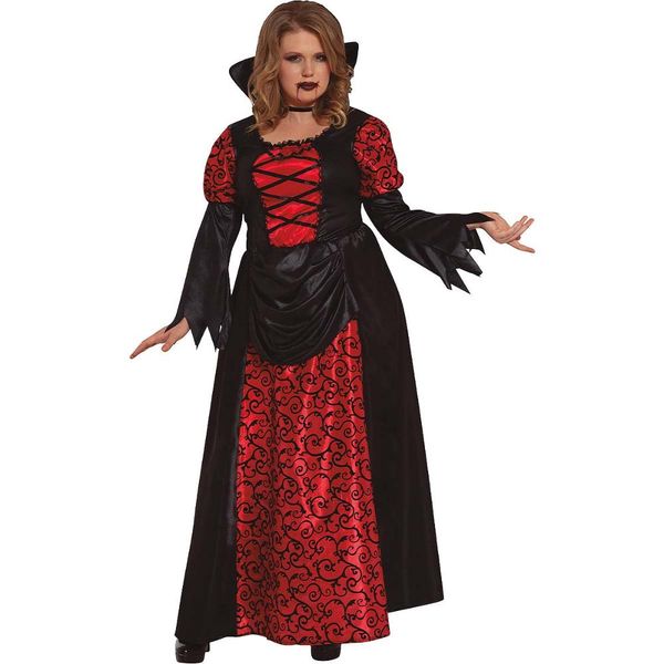 Fantasia Vampira Feminina de Halloween Vitoriana de Luxo G / Preto