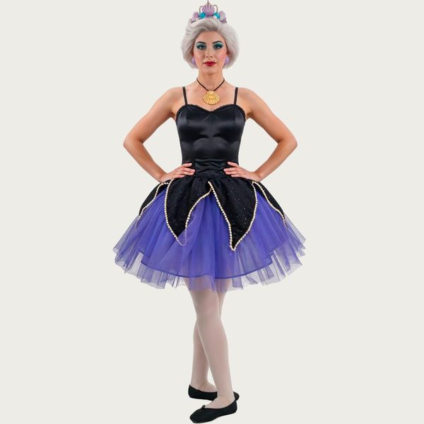 Fantasia Úrsula Adulta Feminina de Luxo Cosplay Vilã da Pequena Sereia pp / Preto