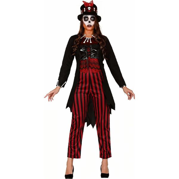 Fantasia Haloween Bruxa Voodoo Vitoriana Gotica Caveira Luxo P / Preto