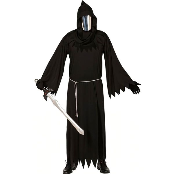 Fantasia Masculina Halloween Medieval Ceifador Cavaleiro G / Preto
