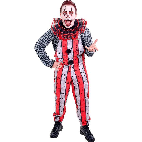 Fantasia Palhaço Halloween Masculina Adulta de Luxo G / Vermelho