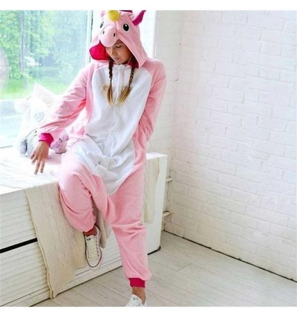 Pijama Unicórnio Infantil E Adulto Macacão Kigurumi Cosplay G / Rosa