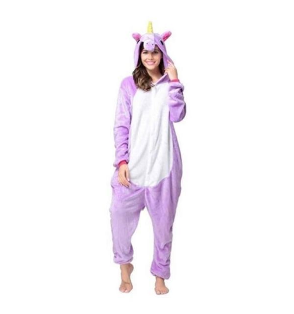 Pijama Unicórnio Infantil E Adulto Macacão Kigurumi Cosplay P / Lilás