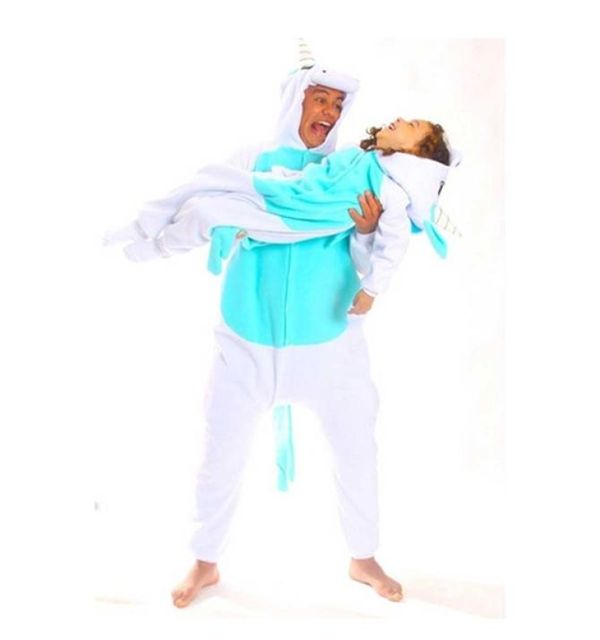 Pijama Unicórnio Infantil E Adulto Macacão Kigurumi Cosplay G / Branco