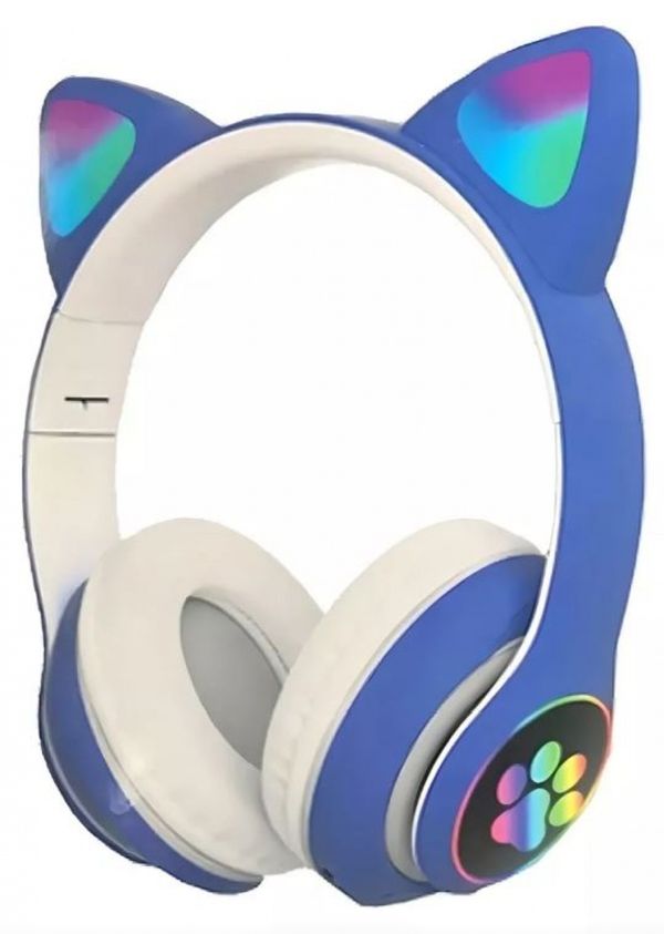 Fone de Ouvido Bluetooth 5.0 LED Orelha de Gato F-23M - DS Único / Rosa