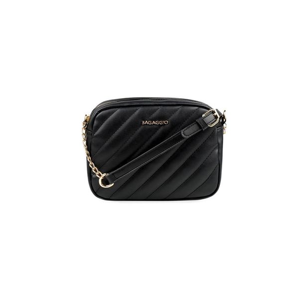 Bolsa Transversal Feminina com Correntes Matelasse Preta ´P / Preto
