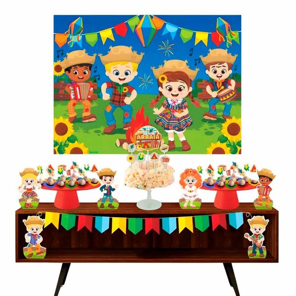 Decoração Festa Junina Completa em EVA Enfeite de Parece e Mesa Com Painel e Bandeirinhas