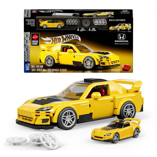 Hot Wheels 07 Honda S2000 - Blocos de Montar 1/32 - 257 Peças - Mattel Brick Shop