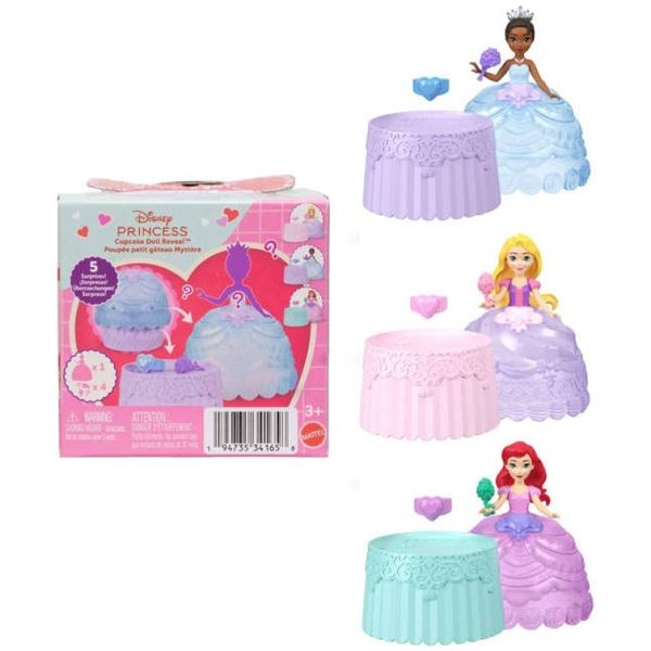 Kit c/ 3 Mini Bonecas Princesas Disney Cupcake Dia dos Namorados - Mattel