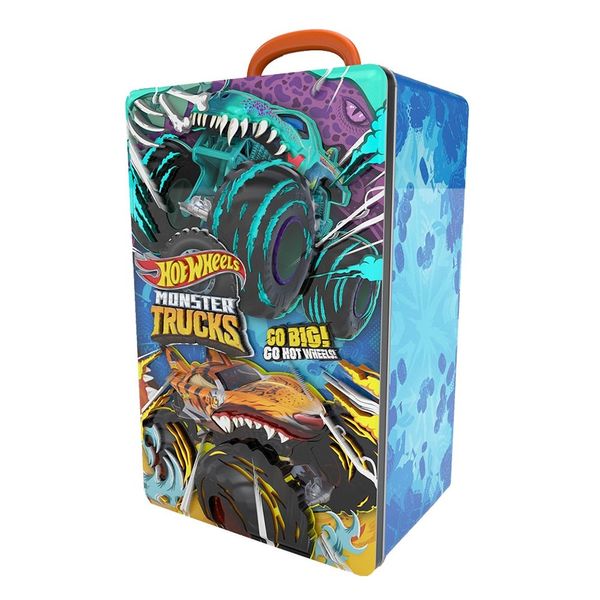 Maleta Porta Carrinho Mega Wrex e Tiger Shark para 6 Monster Trucks 1/64 - Hot Wheels - Fun