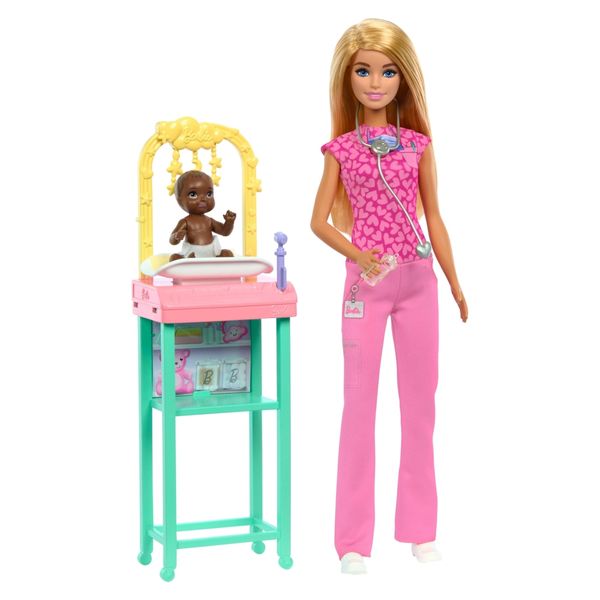 Boneca Barbie Médica Pediatra c/ Bebê e Acessórios - Profissões - Mattel