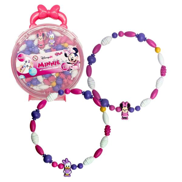Kit Miçangas Da Minnie Original Disney, Toyng, Com 2 Personagens e 100 Peças De Encaixe