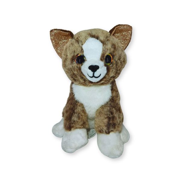 Gatinho De Pelúcia Marrom Mesclado Com Orelhas Douradas Brilhantes