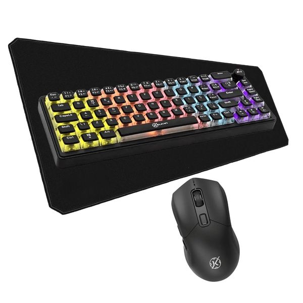 Kit Gamer Kalkan Teclado Mecânico 65% Mouse 12800 Mouse Pad