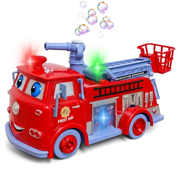 Carrinho Bombeiros Solta Bolhas Sabão Luz Música Bate Volta