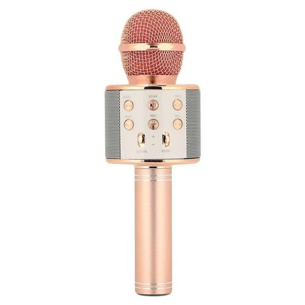 Microfone Infantil de Karaokê sem Fio Bluetooth WS-858 com Auto-Tune Rosê OEM