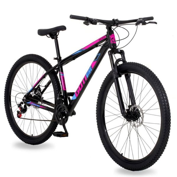 Bicicleta Aro 29 Gott 21 Marcha Câmbio Shimano Freio A Disco 21 Preto Rosa Azul