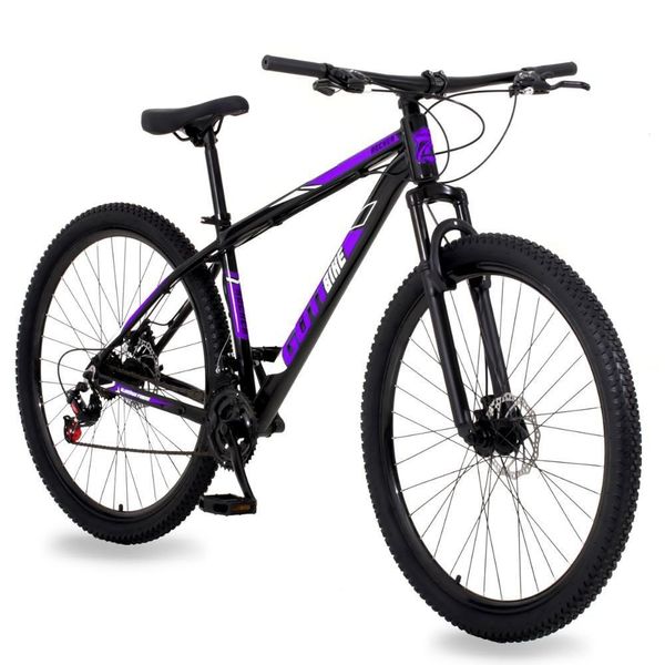 Bicicleta Aro 29 Gott 24 Marcha Câmbio Shimano Freio A Disco 19 Preto Roxo
