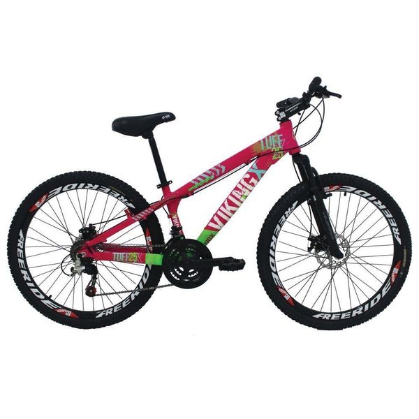 Bicicleta X Tuff25 Aro 26 Freio A Disco Shimano Rosa Viking