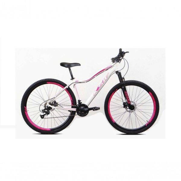 Bicicleta Feminina Aro 29 Ksw Mwza 24v Garfo Suspensão Mtb Branco-rosa 17