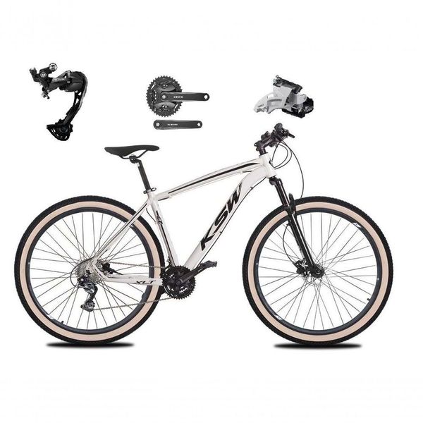 Bicicleta Aro 29 Ksw Xlt Alívio E Altus 27v Freio Hidráulico Garfo Trava Pneu Faixa - Branco Tam.17