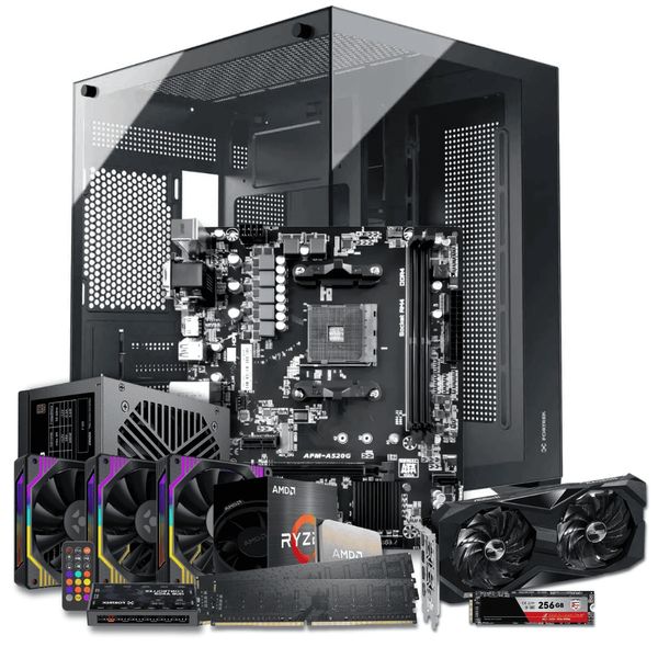 PC Gamer Ryzen 7 5700 RX 7600 8GB 16GB NVMe 256GB 3 Fan ARGB