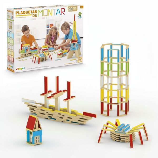 PLAQUETAS DE MONTAR 80 PÇS COLORIDAS CONSTRUÇÃO CRIATIVIDADE