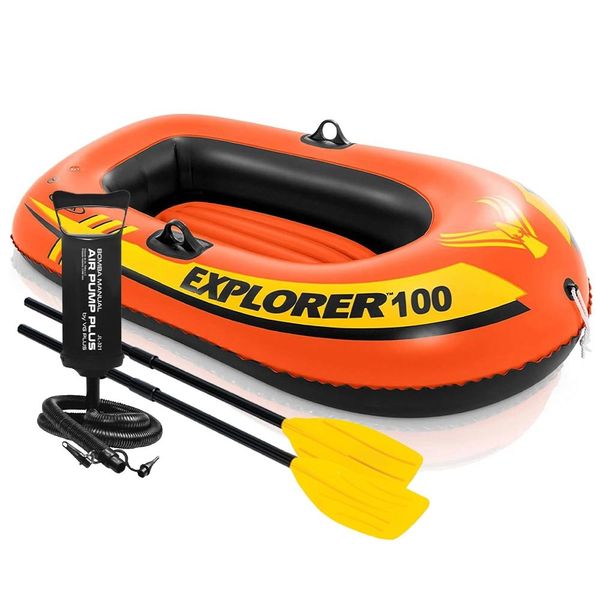 Barco Bote Inflável Infantil 147cm Explorer 100 com Bomba Manual Remos Intex