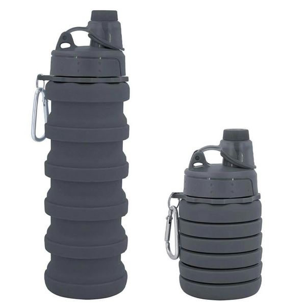 Garrafa Silicone Dobravel Retratil 500Ml Redstar Sport Preto