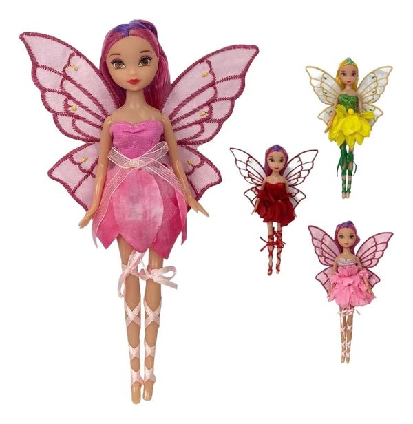 Boneca Fada Bailarina Encantada Com Asas De Luxo 30cm
