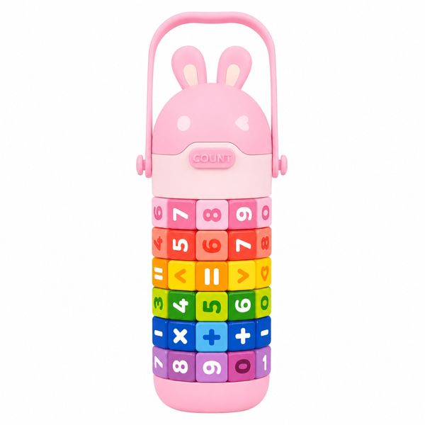Garrafa Infantil Térmica com Tabuada 430ml Rosa