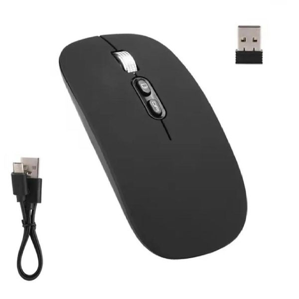 Mouse Sem Fio Wireless Bateria Recarregável Clique Silencioso E-1400 Preto