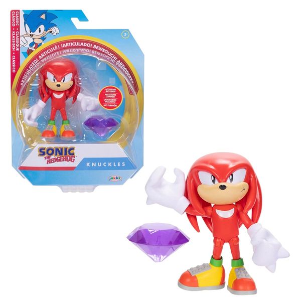 Boneco Articulado Knuckles c/ Esmeralda do Caos - Sonic The Hedgehog - 10 cm - Jakks