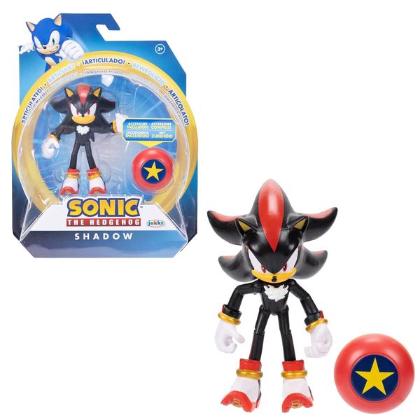 Boneco Articulado Shadow c/ Star Spring - Sonic The Hedgehog - 10 cm - Jakks